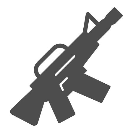M16 machine gun solid icon. Automatic gun vector illustration isolated on white. Weapon glyph style design, designed for web and app. Eps 10のイラスト素材