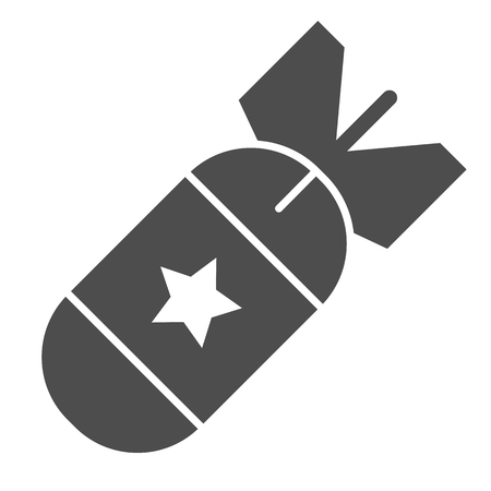 Air bomb solid icon. Nuclear bomb vector illustration isolated on white. Missile glyph style design, designed for web and app. Eps 10のイラスト素材