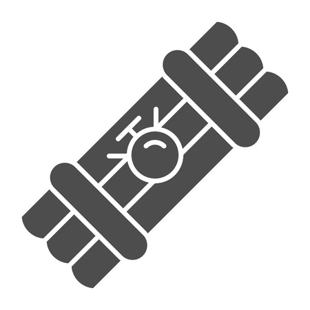 Dynamite bomb solid icon. Countdown bomb vector illustration isolated on white. Explosive glyph style design, designed for web and app. Eps 10のイラスト素材