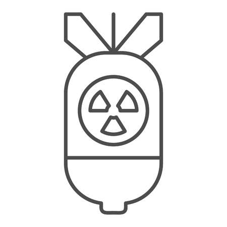 Atomic bomb thin line icon. Air bomb vector illustration isolated on white. Missile outline style design, designed for web and app. Eps 10のイラスト素材