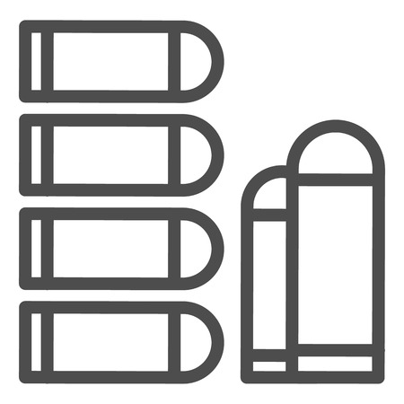 Bullets line icon. Ammunition vector illustration isolated on white. Caliber outline style design, designed for web and app. Eps 10.のイラスト素材