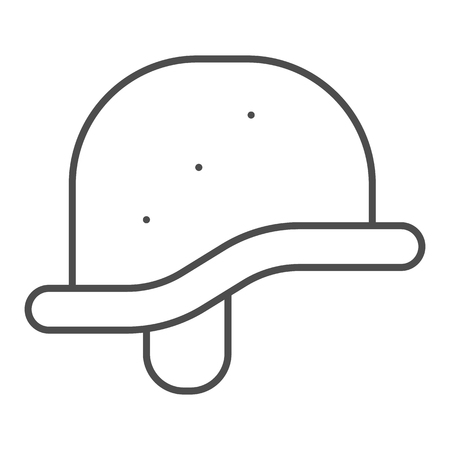 Helmet thin line icon. Military hat vector illustration isolated on white. Cap outline style design, designed for web and app. Eps 10.のイラスト素材