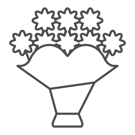 Bouquet thin line icon. Flower vector illustration isolated on white. Floral outline style design, designed for web and app. Eps 10のイラスト素材
