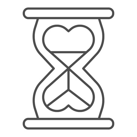 Heart shaped hour glass thin line icon. Infinity love vector illustration isolated on white. Love sandglass outline style design, designed for web and app. Eps 10.のイラスト素材