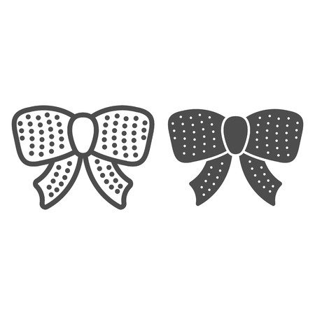 Polka dot bow line and glyph icon. Package decor vector illustration isolated on white. Elegant bow outline style design, designed for web and app. Eps 10のイラスト素材