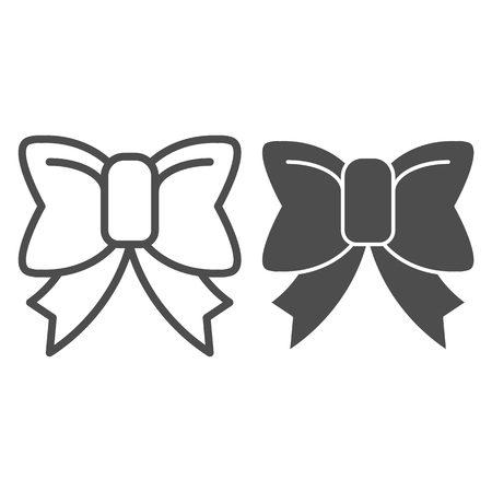 Pretty bow line and glyph icon. Ribbon bow vector illustration isolated on white. Elegant knot outline style design, designed for web and app. Eps 10のイラスト素材