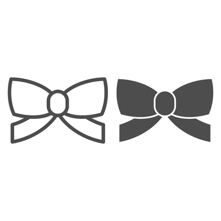 Minimalistic bow line and glyph icon. Gift decoration vector illustration isolated on white. Knot outline style design, designed for web and app. Eps 10のイラスト素材