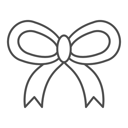 Thin ribbon bow thin line icon. Gift decoration vector illustration isolated on white. Knot outline style design, designed for web and app. Eps 10のイラスト素材