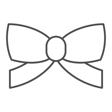 Minimalistic bow thin line icon. Gift decoration vector illustration isolated on white. Knot outline style design, designed for web and app. Eps 10のイラスト素材