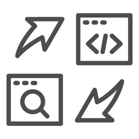 Browser exchange of information sign line icon. Development vector illustration isolated on white. File transfer outline style design, designed for web and app. Eps 10.のイラスト素材