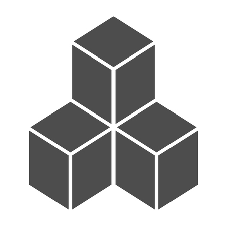 Geometric cubes solid icon. Solution vector illustration isolated on white. Blocks glyph style design, designed for web and app. Eps 10.のイラスト素材