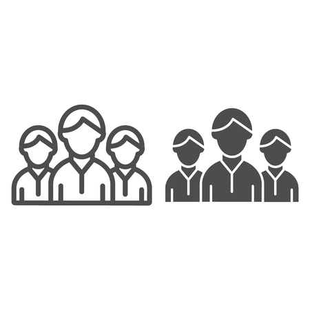 Group of people line and glyph icon. Team vector illustration isolated on white. Social group outline style design, designed for web and app. Eps 10のイラスト素材