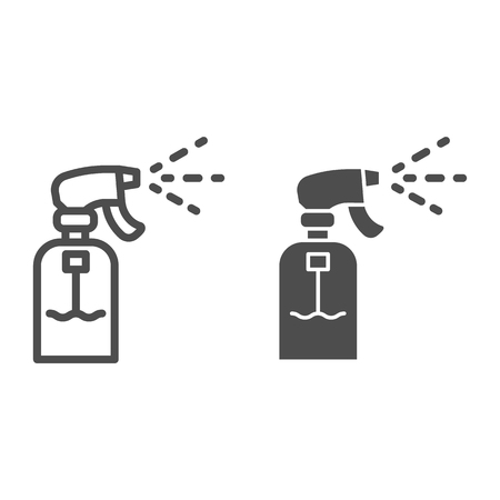 Garden sprayer line and glyph icon. Sprey vector illustration isolated on white. Sprinkler outline style design, designed for web and app. Eps 10.のイラスト素材