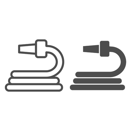 Garden hose line and glyph icon. Water hose vector illustration isolated on white. Irrigation outline style design, designed for web and app. Eps 10のイラスト素材