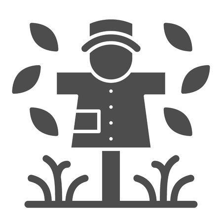 Scarecrow solid icon. Garden doll vector illustration isolated on white. Jackstraw glyph style design, designed for web and app. Eps 10.のイラスト素材