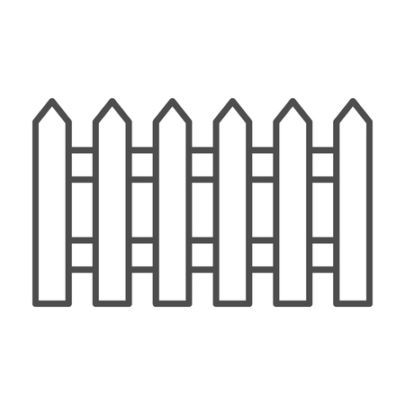 Fence thin line icon. Garden fencing vector illustration isolated on white. Barrier outline style design, designed for web and app. Eps 10のイラスト素材