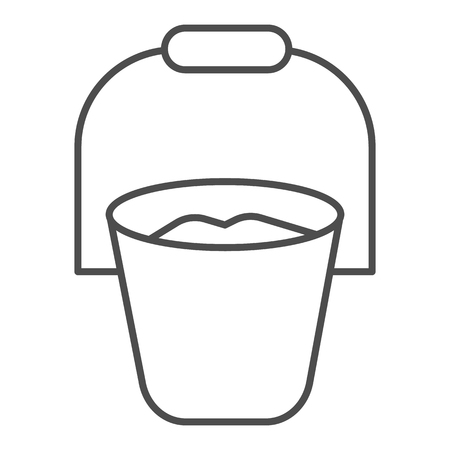 Bucket thin line icon. Garden tool vector illustration isolated on white. Container outline style design, designed for web and app. Eps 10のイラスト素材