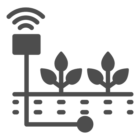 Planting solid icon. Sprout care vector illustration isolated on white. Soil humidity glyph style design, designed for web and app. Eps 10のイラスト素材