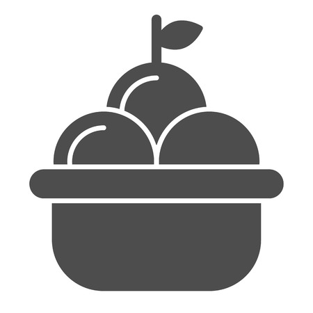 Fruit basket solid icon. Basket of apples vector illustration isolated on white. Harvest glyph style design, designed for web and app. Eps 10のイラスト素材