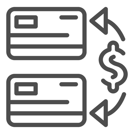 Two credit cards line icon. Money transfer vector illustration isolated on white. Transaction outline style design, designed for web and app. Eps 10のイラスト素材