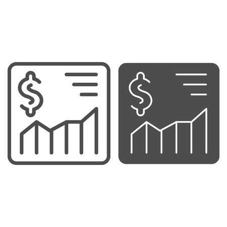 Currency graph line and glyph icon. Money rate vector illustration isolated on white. Dollar growth chart outline style design, designed for web and app. Eps 10のイラスト素材