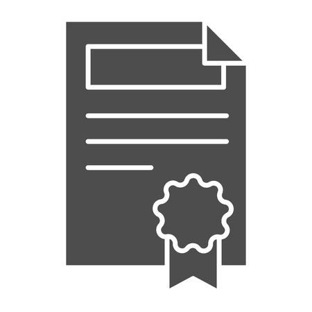Contract solid icon. Document with stamp vector illustration isolated on white. Agreement paper glyph style design, designed for web and app. Eps 10のイラスト素材