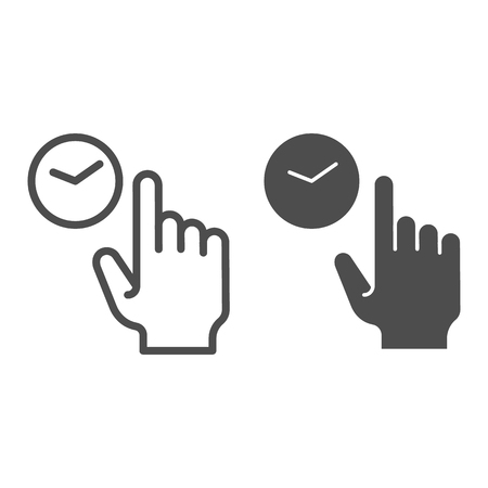 Hold click line and glyph icon. Touch and hold vector illustration isolated on white. Gesture outline style design, designed for web and app. Eps 10のイラスト素材