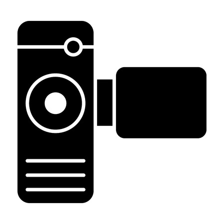 Cinema camera solid icon. Portable video camera vector illustration isolated on white. Film cam glyph style design, designed for web and app. Eps 10のイラスト素材