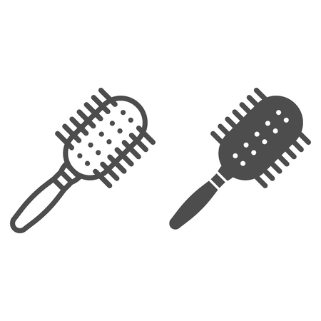 Comb line and glyph icon. Hairbrush vector illustration isolated on white. Hairstyle outline style design, designed for web and app. Eps 10.のイラスト素材