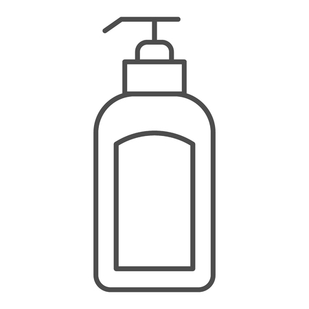 Dispenser thin line icon. Lotion bottle vector illustration isolated on white. Siphon outline style design, designed for web and app. Eps 10のイラスト素材