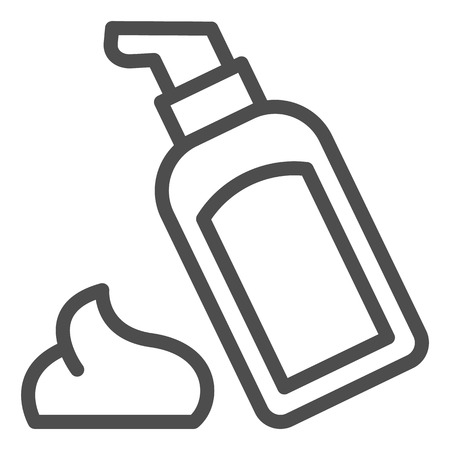 Body lotion line icon. Cosmetic bottle vector illustration isolated on white. Skin care outline style design, designed for web and app. Eps 10のイラスト素材