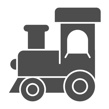 Train toy solid icon. Baby toy vector illustration isolated on white. Locomotive glyph style design, designed for web and app. Eps 10のイラスト素材