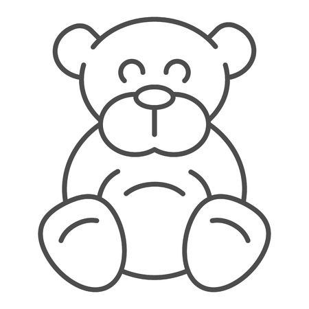 Teddy bear thin line icon. Plush toy vector illustration isolated on white. Ted outline style design, designed for web and app. Eps 10のイラスト素材