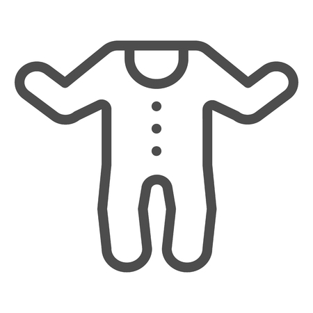 Baby jumpsuit line icon. Child's overalls vector illustration isolated on white. Baby clothes outline style design, designed for web and app. Eps 10のイラスト素材