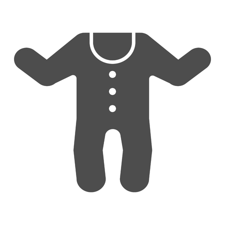 Baby jumpsuit solid icon. Child's overalls vector illustration isolated on white. Baby clothes glyph style design, designed for web and app. Eps 10のイラスト素材