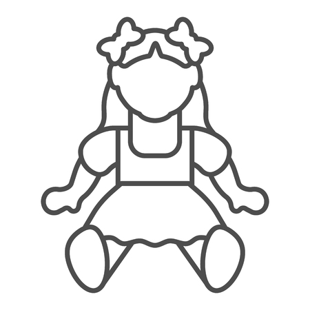 Doll girl thin line icon. Toy vector illustration isolated on white. Kid toy outline style design, designed for web and app. Eps 10のイラスト素材