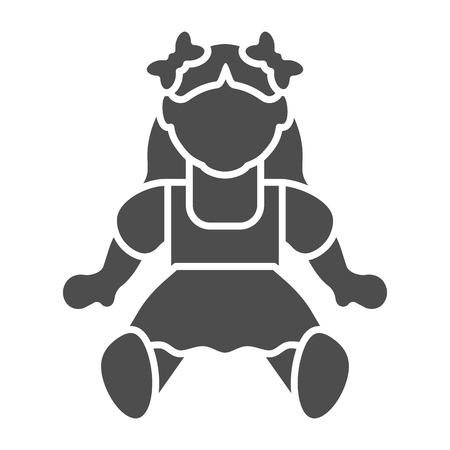 Doll girl solid icon. Toy vector illustration isolated on white. Kid toy glyph style design, designed for web and app. Eps 10のイラスト素材