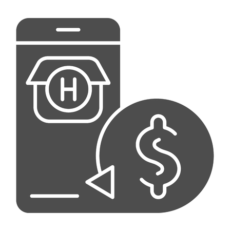 Online booking solid icon. Online payment vector illustration isolated on white. Hotel reservation glyph style design, designed for web and app. Eps 10のイラスト素材