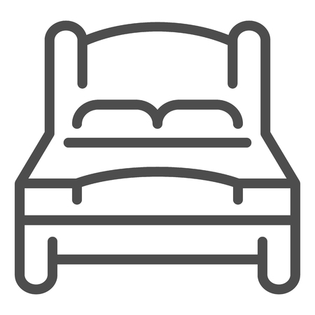 Bed line icon. Double bed vector illustration isolated on white. Double room outline style design, designed for web and app. Eps 10のイラスト素材