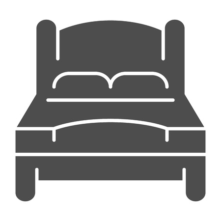 Bed solid icon. Double bed vector illustration isolated on white. Double room glyph style design, designed for web and app. Eps 10のイラスト素材