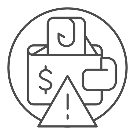 Phishing money thin line icon. Wallet with hook vector illustration isolated on white. Money hacking outline style design, designed for web and app. Eps 10のイラスト素材