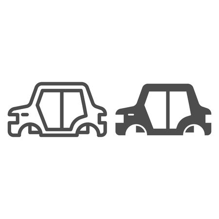 Car body line and glyph icon. Car frame vector illustration isolated on white. Car part outline style design, designed for web and app. Eps 10のイラスト素材