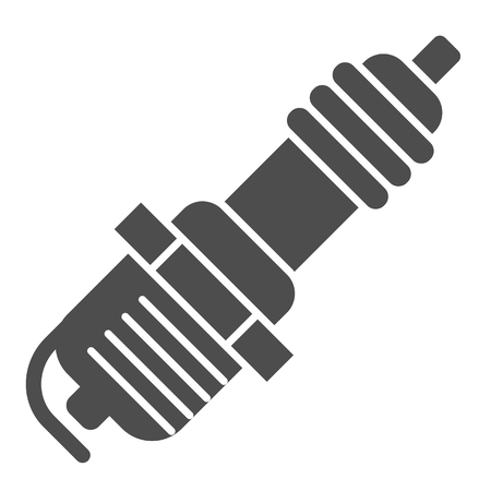Spark plug solid icon. Car candle vector illustration isolated on white. Ignition glyph style design, designed for web and app. Eps 10.のイラスト素材
