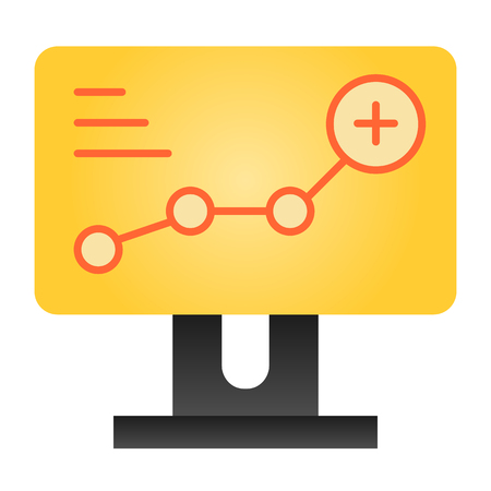 Growth chart flat icon. Diagram on computer color icons in trendy flat style. Graph on monitor gradient style design, designed for web and app.のイラスト素材
