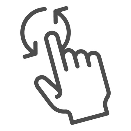 One finger rotate line icon. Gesture vector illustration isolated on white. Click rotate outline style design, designed for web and app. Eps 10のイラスト素材