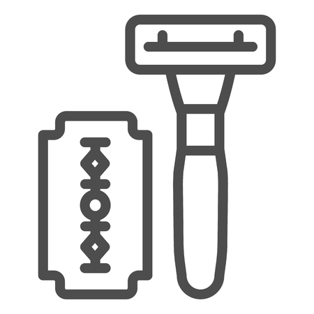 Safety razor line icon. Shaver vector illustration isolated on white. Blade outline style design, designed for web and app.のイラスト素材
