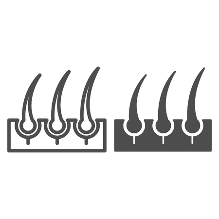 Bristle hair line and glyph icon. Shaving vector illustration isolated on white. Hair and skin outline style design, designed for web and app.のイラスト素材
