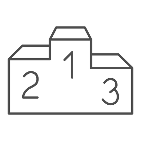 Podium winners thin line icon. Pedestal vector illustration isolated on white. Champion podium outline style design, designed for web and app.のイラスト素材