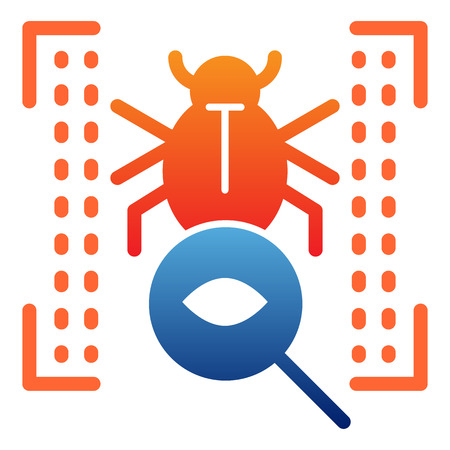 Vulnerability scan flat icon. Bug search color icons in trendy flat style. Virus scan gradient style...