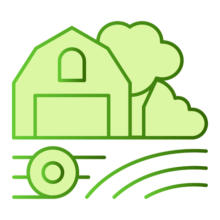 Farm on field flat icon. Garden green icons in trendy flat style. Farming gradient style design, designed for web and app.のイラスト素材